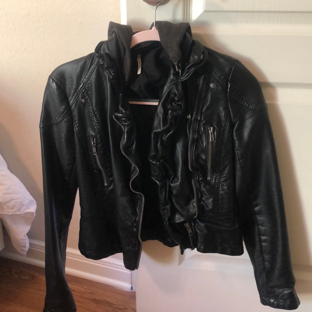 Black Free People Leather Jacket